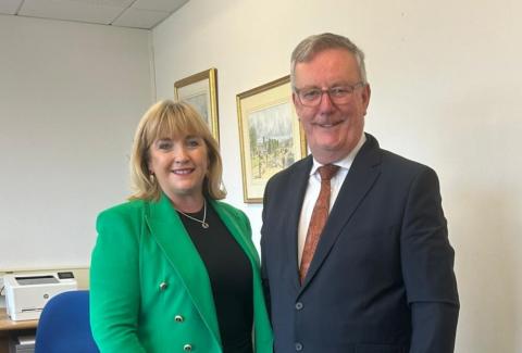 Photo of Celine McStravick and Health Minister Mike Nesbitt MLA