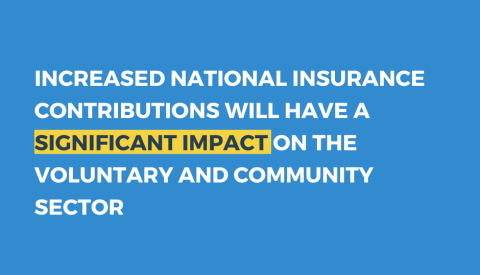Graphic with text that reads: increased national insurance contributions will have a significant impact on the voluntary and community sector