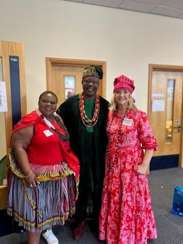 Photo of MSCI founder Jahswill Emmanuel, MSCI staff member with NICVA CEO Celine McStravick