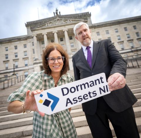 Finance Minister, John O’Dowd and Alison Fraser, Senior Head of Funding at The National Lottery Community Fund pictured at Stormont launching the third phase of Dormant Assets funding in Northern Ireland.
