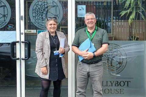 Mercedes Hunt, Project Coordinator for CRJI Newry/Armagh with Ewan Morgan, CRJI Newry/Armagh