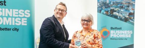 Chief Executive, Andrea Brown pledging membership of Belfast Business Promise