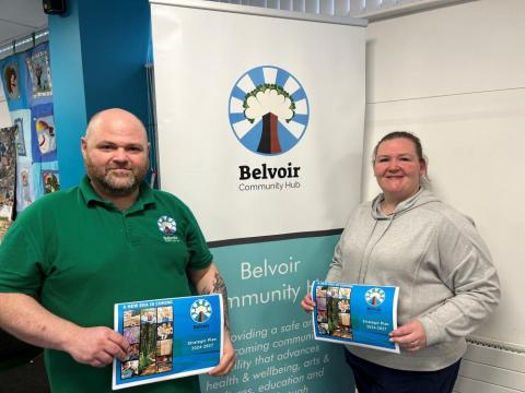 Photo of Belvoir Community Hub Manager James Scott  and Chair Emma Woods