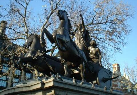 The statue of Boudica at Hyde Park Corner in London
