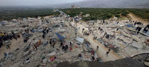 Devastation in Idlib, Syria, in the aftermath of the earthquake. Photo: Arete/DEC