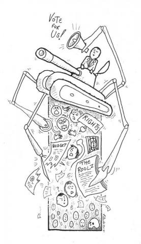 Charities Knitting Machine Cartoon