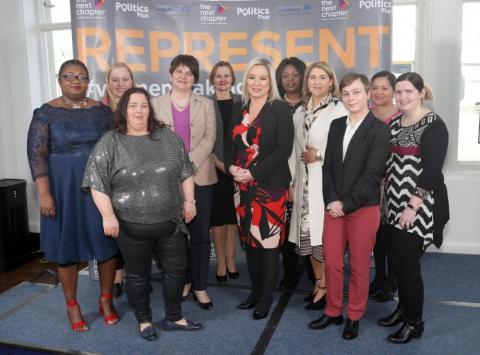 The First Minister and deputy First Minister were joined on the stage by Next Chapter participants speaking at the event.