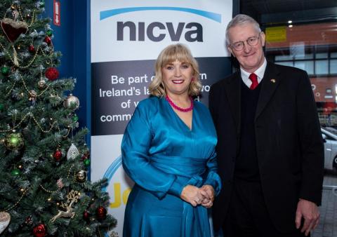 NICVA CEO Celine McStravick with Shadow Secretary of State for NI Hilary Benn MP