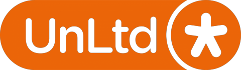 logo UnLtd in white on orange background