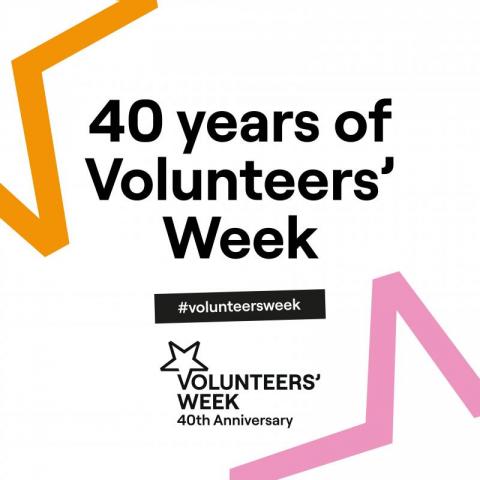 Graphic with text that reads: 40 years of Volunteers' Week